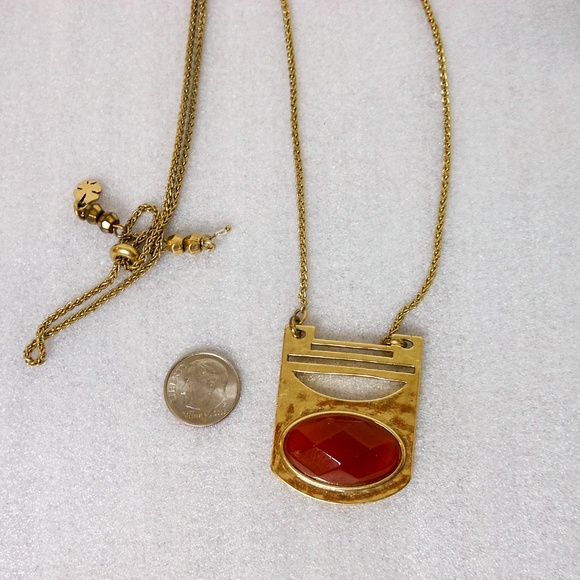 Lucky Brand Red Carnelian Slide Necklace Hammered - Picture 2 of 8